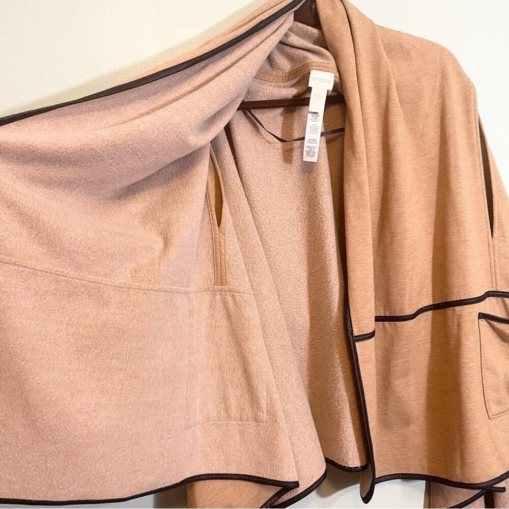 Chico's Womens Stretch Contrast Edging Ann Marie Ruana Wrap Brown One Size‎ - Picture 10 of 13